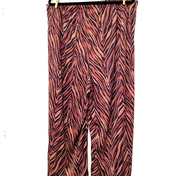 NWT - Asos - Plisee Palazzo Pants - Tiger striped - 16 Curve - Picture 2 of 6
